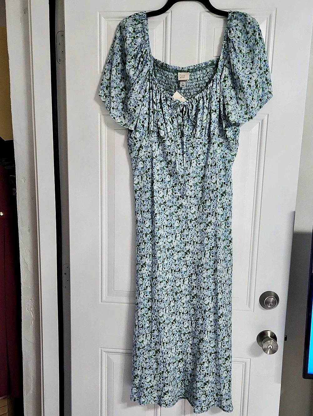 A New Day Floral Midi Dress in Green & Blue Size Large NWT